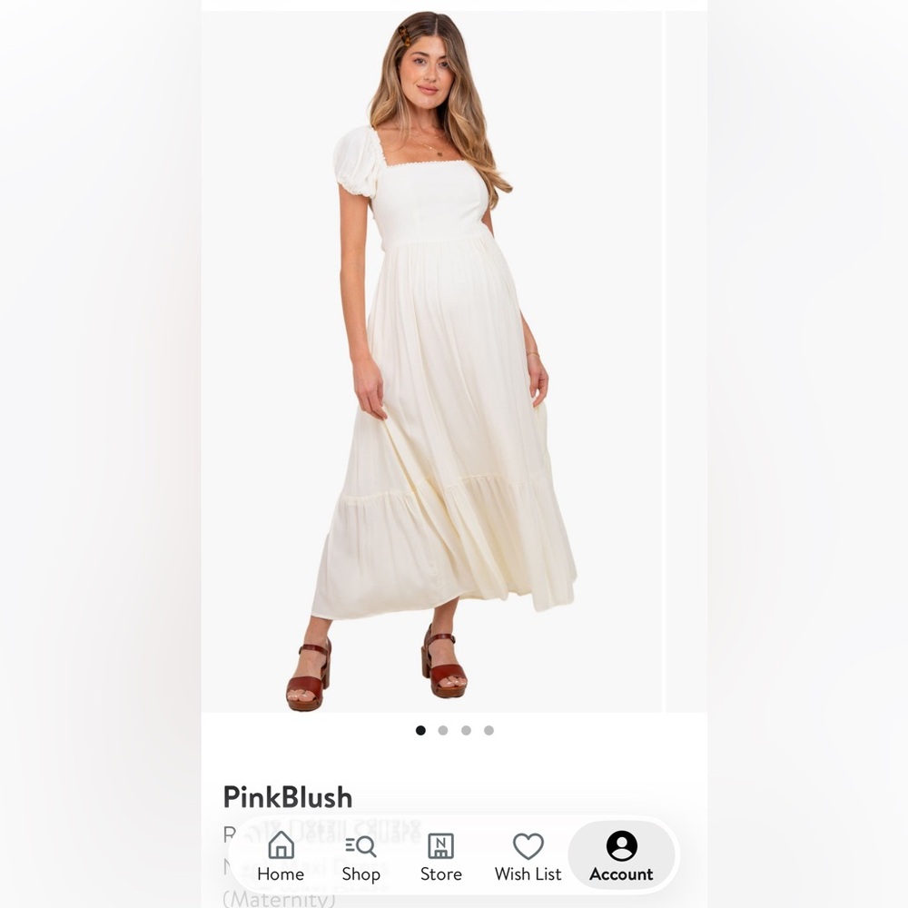 Women's Cream Maternity dress- Elegant Flowing Design